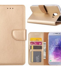 Ntech Ntech Samsung Galaxy J4+ (Plus) 2018 case Goud Portemonnee / Booktype hoesje met opbergvakjes