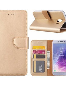 Ntech Ntech Samsung Galaxy J4+ (Plus) 2018 case Goud Portemonnee / Booktype hoesje met opbergvakjes