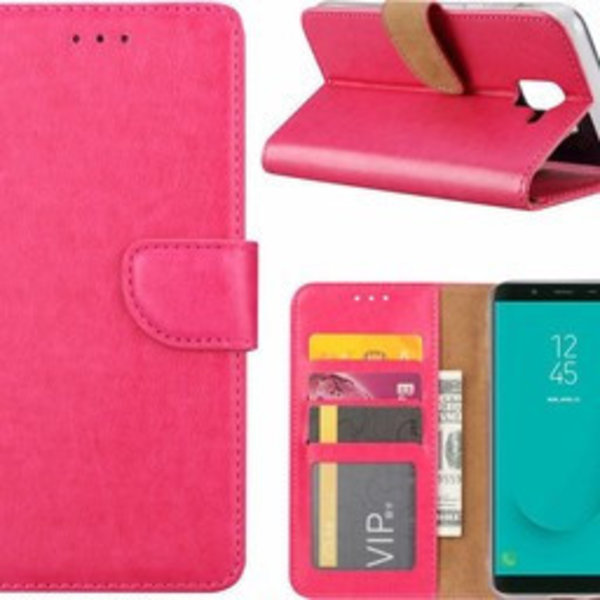 Ntech Ntech Hoesje Geschikt Voor Samsung Galaxy J6+ (Plus) 2018 case Roze Portemonnee / Booktype hoesje met opbergvakjes