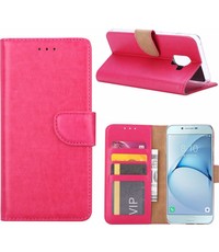 Ntech Ntech Samsung Galaxy A6+ (2018) case Roze Portemonnee hoesje met opbergvakjes