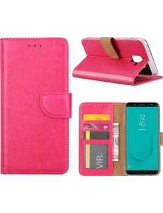 Ntech Ntech Samsung Galaxy J6 (2018) case Roze Portemonnee hoesje met opbergvakjes