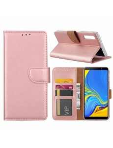 Ntech Ntech Samsung Galaxy A7 2018 Rose Goud Portemonnee / Booktype TPU Lederen Hoesje
