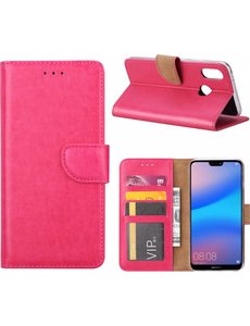 Ntech Ntech Hoesje voor Huawei P20 Lite Portemonnee / Booktype hoesje Pink