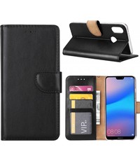 Ntech Ntech Hoesje voor Huawei P20 Lite Portemonnee / Booktype hoesje Zwart