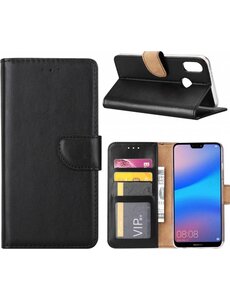 Ntech Ntech Hoesje voor Huawei P20 Lite Portemonnee / Booktype hoesje Zwart