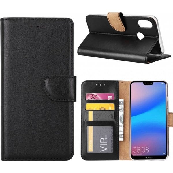 Ntech Ntech Hoesje voor Huawei P20 Lite Portemonnee / Booktype hoesje Zwart