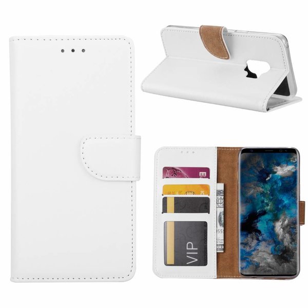Ntech Ntech Hoesje Geschikt Voor Samsung Galaxy S9 Portemonnee / Booktype TPU Lederen Hoesje Wit