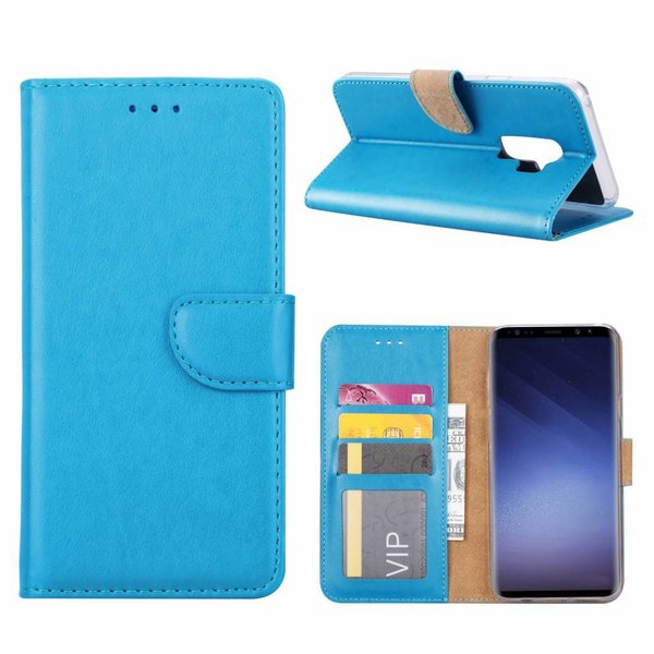 Ntech Ntech Hoesje Geschikt Voor Samsung Galaxy S9 Plus Portemonnee / Booktype TPU Lederen Hoesje Turquoise