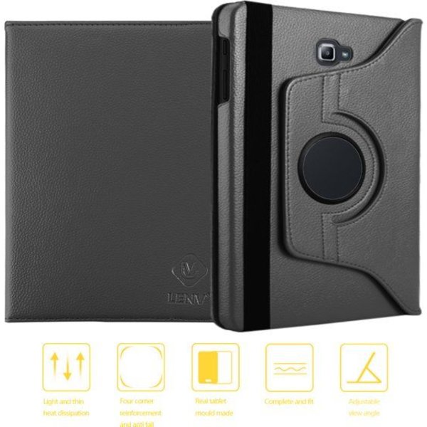 Merkloos Samsung Galaxy Tab A 10.1 inch SM-T580 360 graden Tabletcase - Zwart