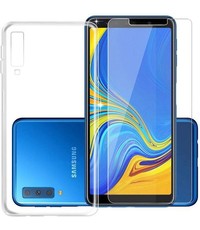 Merkloos Transparant Hoesje voor Samsung Galaxy A7 (2018) + tempered glass
