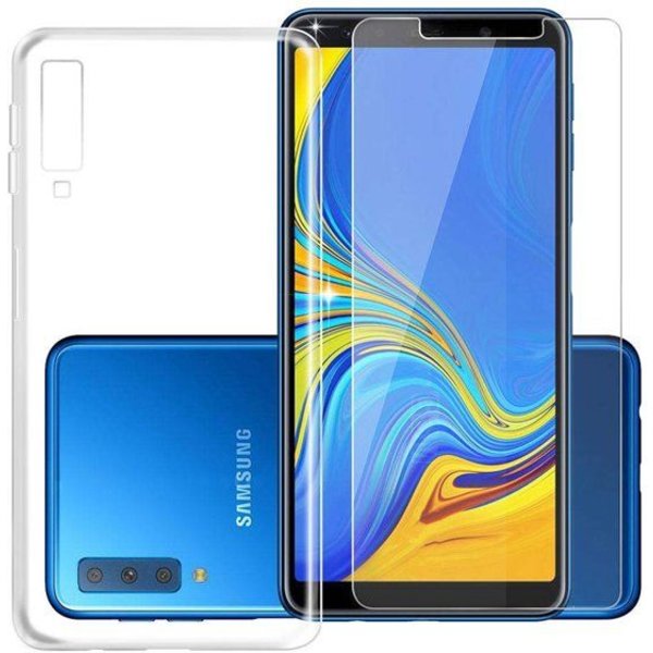 Merkloos Transparant Hoesje voor Samsung Galaxy A7 (2018)  + tempered glass