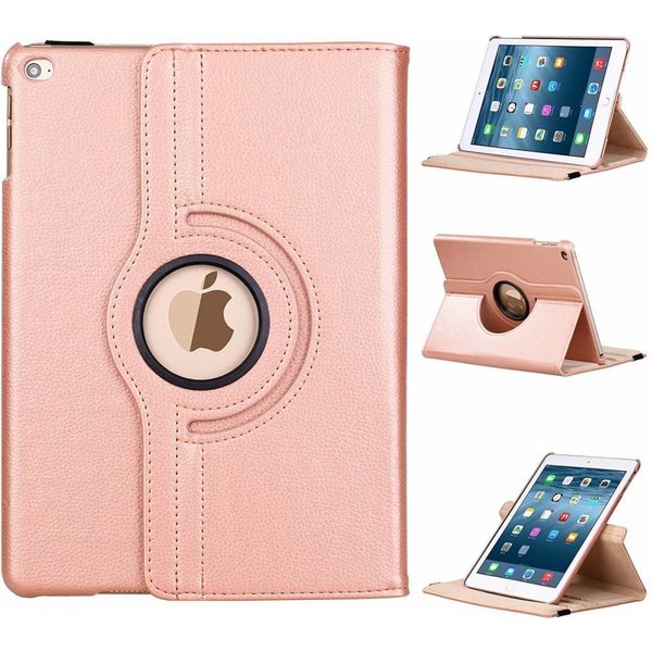 Ntech Ntech Hoes geschikt voor iPad 9.7 (2018) Case Cover 360° draaibaar Rose Gold