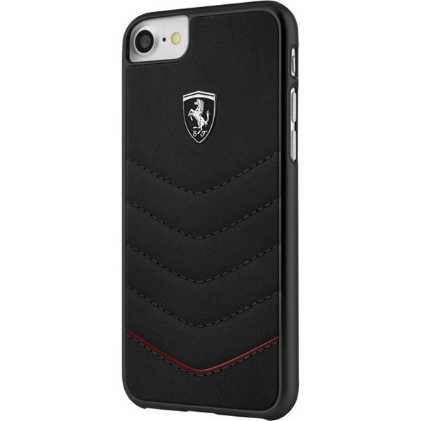 Ferrari Ferrari lederen hardcase *origineel product* voor Geschikt voor iPhone 7 Plus & Geschikt voor iPhone 8 Plus Zwart.