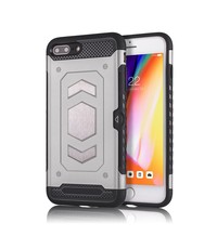 Ntech Ntech Apple iPhone 7+ / 8+ Luxe Armor Case met Pashouder - Zilver