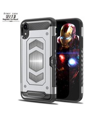 Ntech Ntech Apple iPhone XR Luxe Armor Case met Pashouder - Zilver