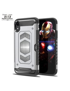 Ntech Ntech Apple iPhone XR Luxe Armor Case met Pashouder - Zilver