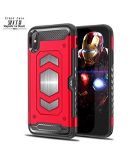 Ntech Ntech Apple iPhone Xs Max Luxe Armor Case met Pashouder - Rood