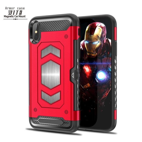 Ntech Ntech hoesje Geschikt voor iPhone Xs Max Luxe Armor Case met Pashouder - Rood