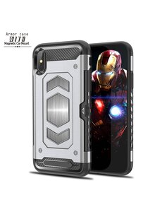 Ntech Ntech Apple iPhone Xs Max Luxe Armor Case met Pashouder - Zilver