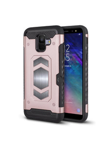 Ntech Ntech Samsung Galaxy A6 Luxe Armor Case met Pashouder - Rose Goud