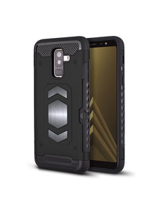 Ntech Ntech Samsung Galaxy A7 2018 Luxe Armor Case met Pashouder - Donkerblauw