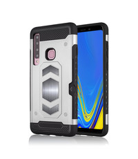 Ntech Ntech Samsung Galaxy A9 (2018) Luxe Armor Case met Pashouder - Zilver