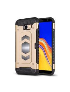 Ntech Ntech Samsung Galaxy J4 Plus (2018) Luxe Armor Case Pashouder - Goud
