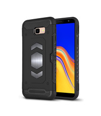 Ntech Ntech Samsung Galaxy J4 Plus (2018) Luxe Armor Case Pashouder - Zwart