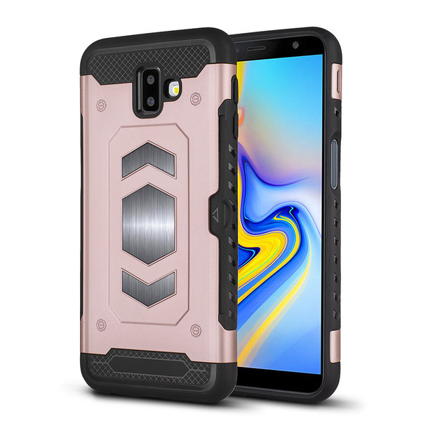 Ntech Ntech Geschikt voor Samsung Galaxy J6 Plus (2018) Luxe Armor Case - Rose Goud