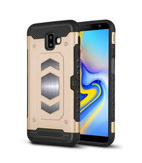 Ntech Ntech Samsung Galaxy J6 Plus (2018) Luxe Armor Case Pashouder - Goud