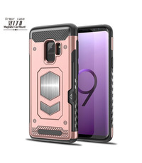 Ntech Ntech Samsung Galaxy S9 Luxe Armor Case met Pashouder - Rose Goud