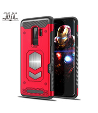 Ntech Ntech Samsung Galaxy S9 Plus Luxe Armor Case met Pashouder - Rood