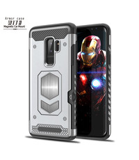 Ntech Ntech Samsung Galaxy S9 Plus Luxe Armor Case met Pashouder - Zilver