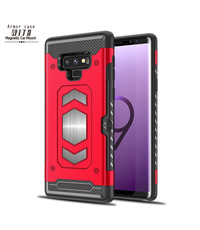 Ntech Ntech Samsung Galaxy Note 9 Luxe Armor Case met Pashouder - Rood