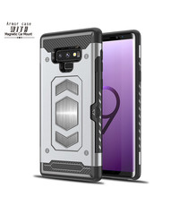 Ntech Ntech Samsung Galaxy Note 9 Luxe Armor Case met Pashouder - Zilver