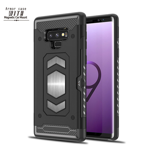 Ntech Ntech Geschikt voor Samsung Galaxy Note 9 Luxe Armor Case met Pashouder - Zwart