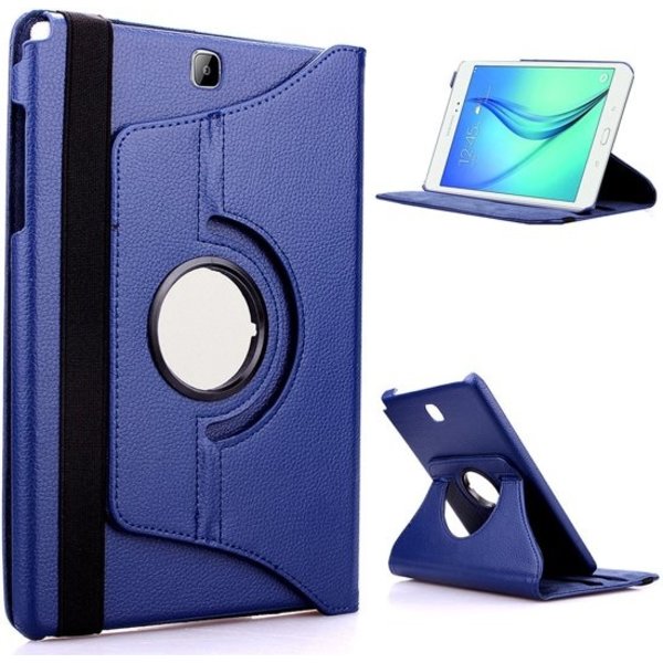 Merkloos Samsung Galaxy Tab S2 9.7 Inch hoesje 360 graden draaibare Case donker blauw