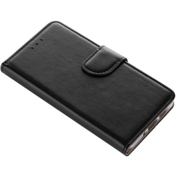 Merkloos Samsung Galaxy A8 2018 Boek Hoesje - siliconen binnenkant - portemonnee hoesje – geschikt voor pasjes - Zwart