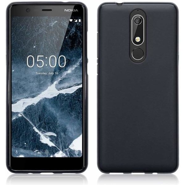 Merkloos Hoesje voor Nokia 5.1 (2018), gel case, mat zwart