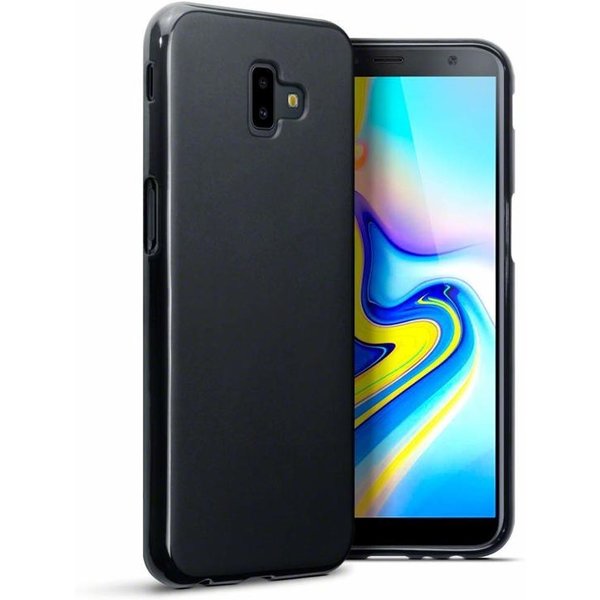 Merkloos Hoesje voor Samsung Galaxy J6 Plus, gel case, mat zwart