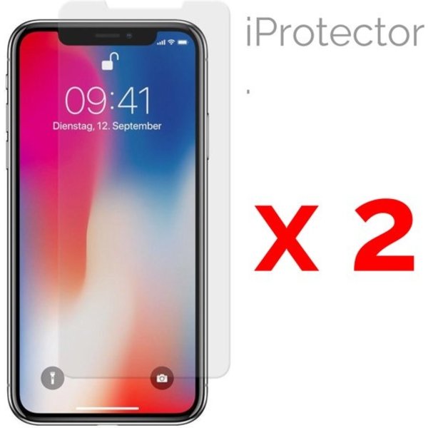 Merkloos Iphone X Glazen Screenprotector 2-Pack (2.5D  0.26mm)