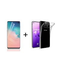 Ntech Ntech Samsung Galaxy S10 PET Folie Screenprotector | Fingerprint Unlocking + TPU backcover Clear