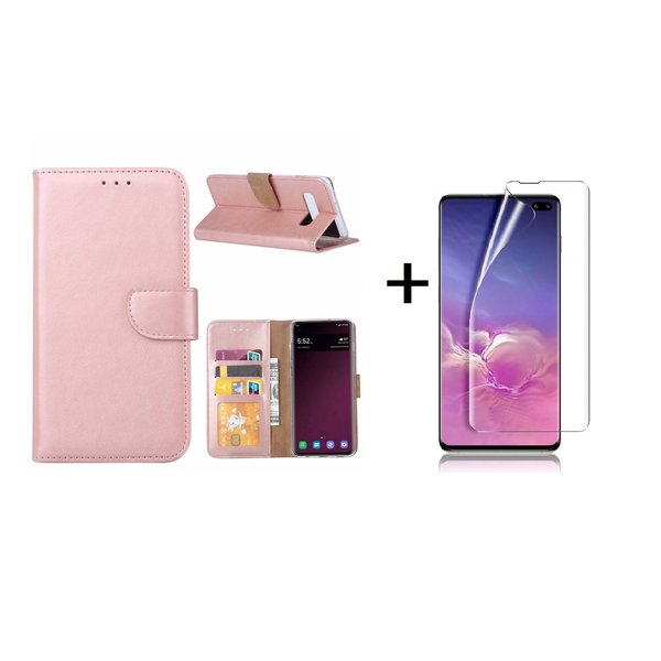 Ntech Ntech Hoesje Geschikt Voor Samsung Galaxy S10 Plus Hoesje Rose Goud + Folie creenprotector