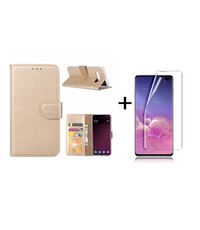 Ntech Ntech Samsung Galaxy S10 Plus Book Hoesje Goud + Folie creenprotector