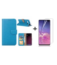 Ntech Ntech Samsung Galaxy S10 Plus Book Hoesje Blauw + Folie creenprotector