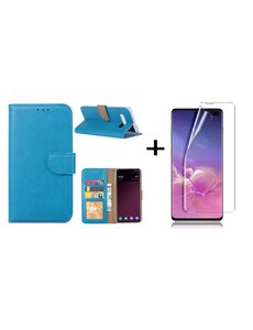 Ntech Ntech Samsung Galaxy S10 Plus Book Hoesje Blauw + Folie creenprotector