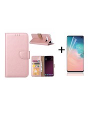 Ntech Ntech Samsung Galaxy S10 Book Hoesje RoseGoud + Folie screenprotector