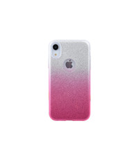 Ntech Ntech Apple iPhone Xr - Glamour Glitter Dual Layer backcover TPU Hoesje - Zilver & Roze