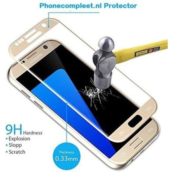 Merkloos Samsung Galaxy S7 full cover Screenprotector / tempered glass Goud