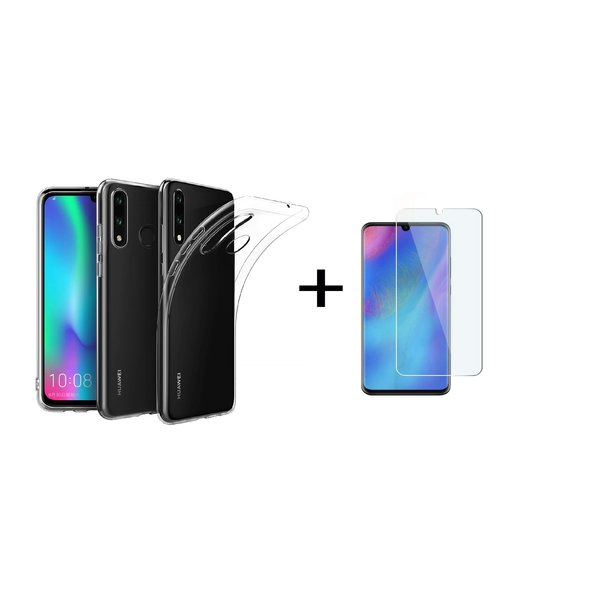 Ntech Hoesje Geschikt voor Huawei P30 lite / P30 Lite New Edition Transparant Hoesje Flexible TPU & Scratch Resistent Silicone Case + Glazen Screenprotector